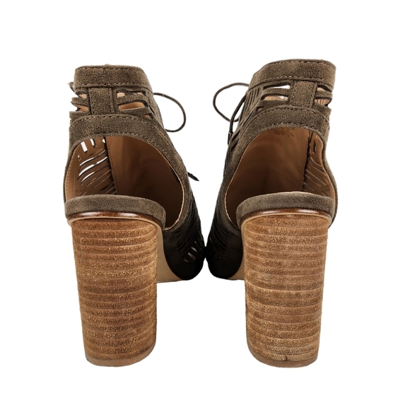 Sam Edelman Rocco Taupe Tan Microsuede Open Toe Ankle Boots Women's Size 8.5 - Picture 7 of 12